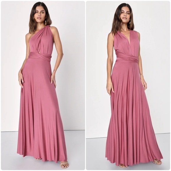 Lulus Tricks of the Trade Convertible Maxi Dress XS Rusty Rose - Picture 1 of 9